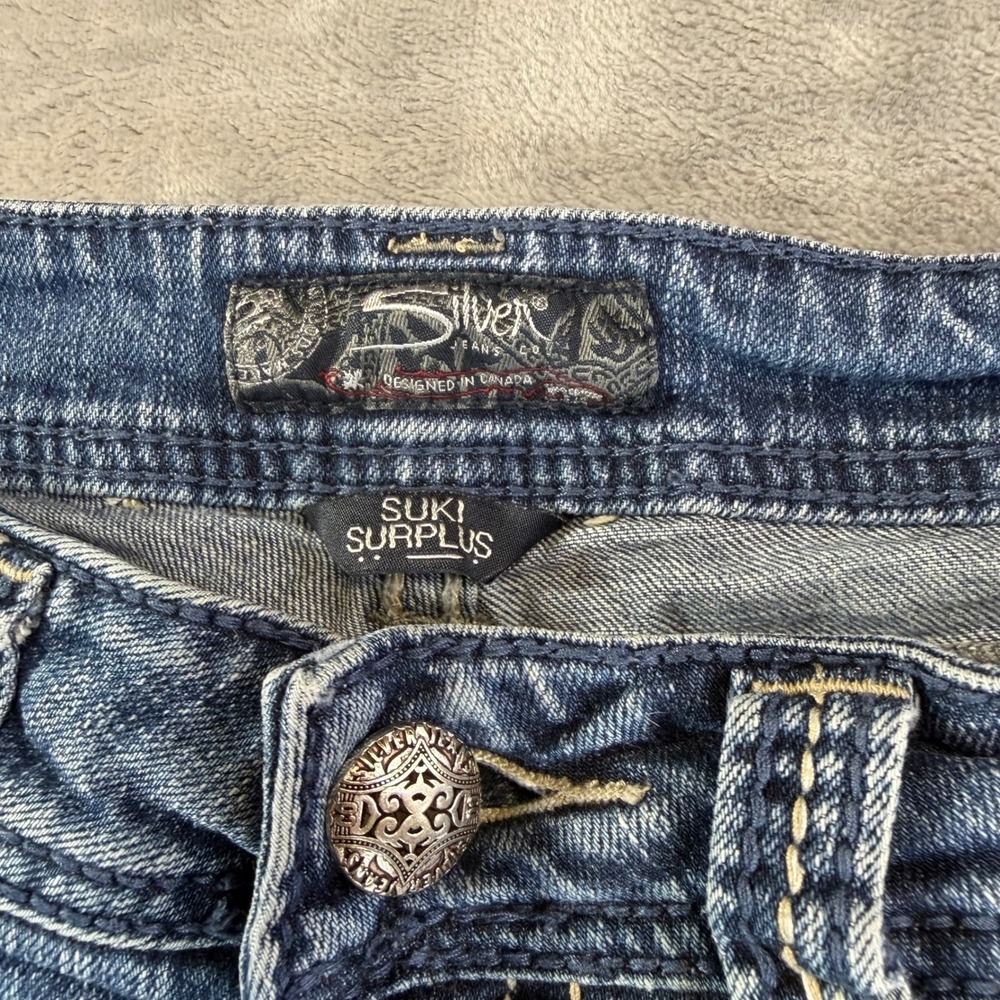 Silver Jeans Suki Surplus Bootcut Jeans Women's Size 27x32 Blue Denim Distressed - Picture 3 of 8